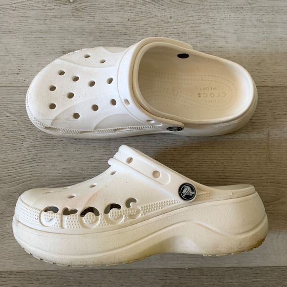CROCS Shoes - Crocs Women Platform size 8  White Sandals Clogs summer wedges‎